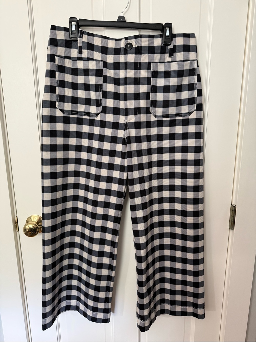 Anthropologie Black and White Checked Wide-Leg Pants